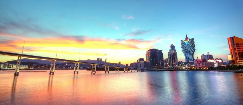 Vue panoramique de Macao au coucher du soleil