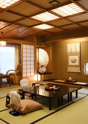 Chambre traditionnelle avec tatami, Seikoro Ryokan, Kyoto, Japon