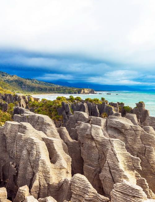 Détails des Pancake Rocks au parc Punakaiki, Nouvelle-Zélande