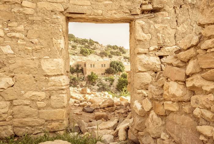 Ruines au village de Dana, réserve naturelle, Jordanie