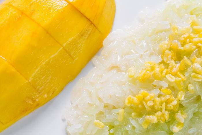 Khao niao mamuang, fameux mango sticky rice, spécialité thaïlandaise