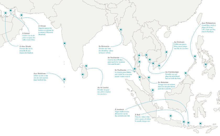 carte sejour plages en asie