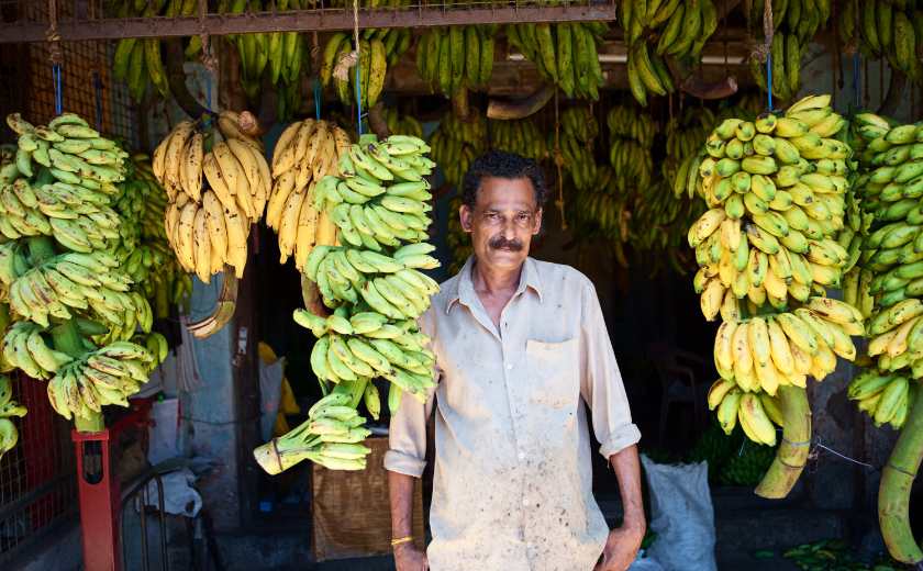 Marchand de bananes au Kerala