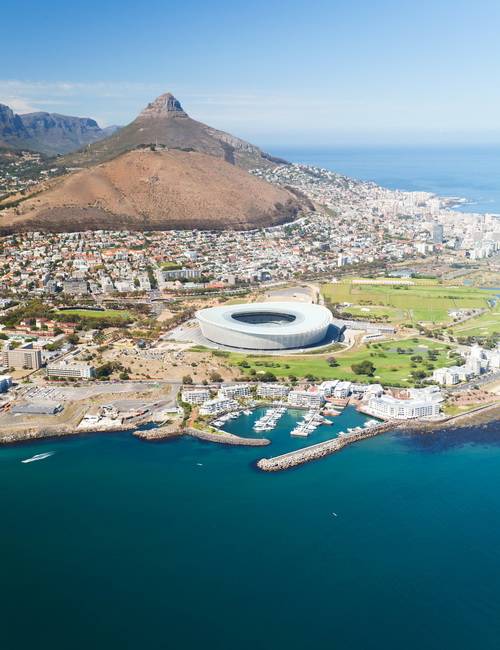 Table Mountain et le port de Cape Town